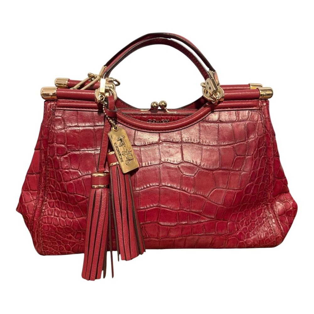 Coach Madison Carrie Croc Classic Embossed Kisslock in Red - Picture 4 of 16
